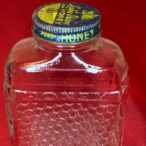 Vintage Lakeshore Honeycomb Jar with Metal Screw Top Lid